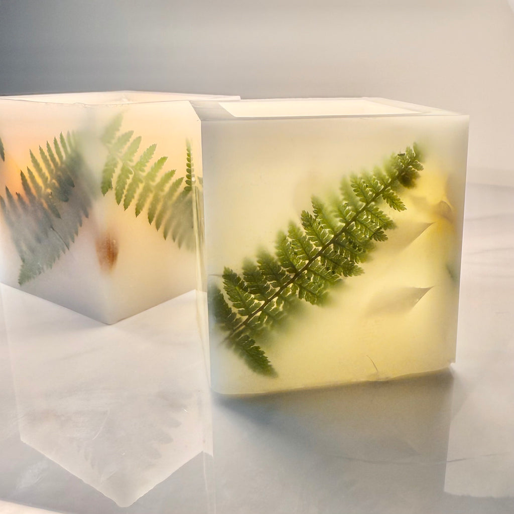 Botanical Art Cube Candle 3 inch