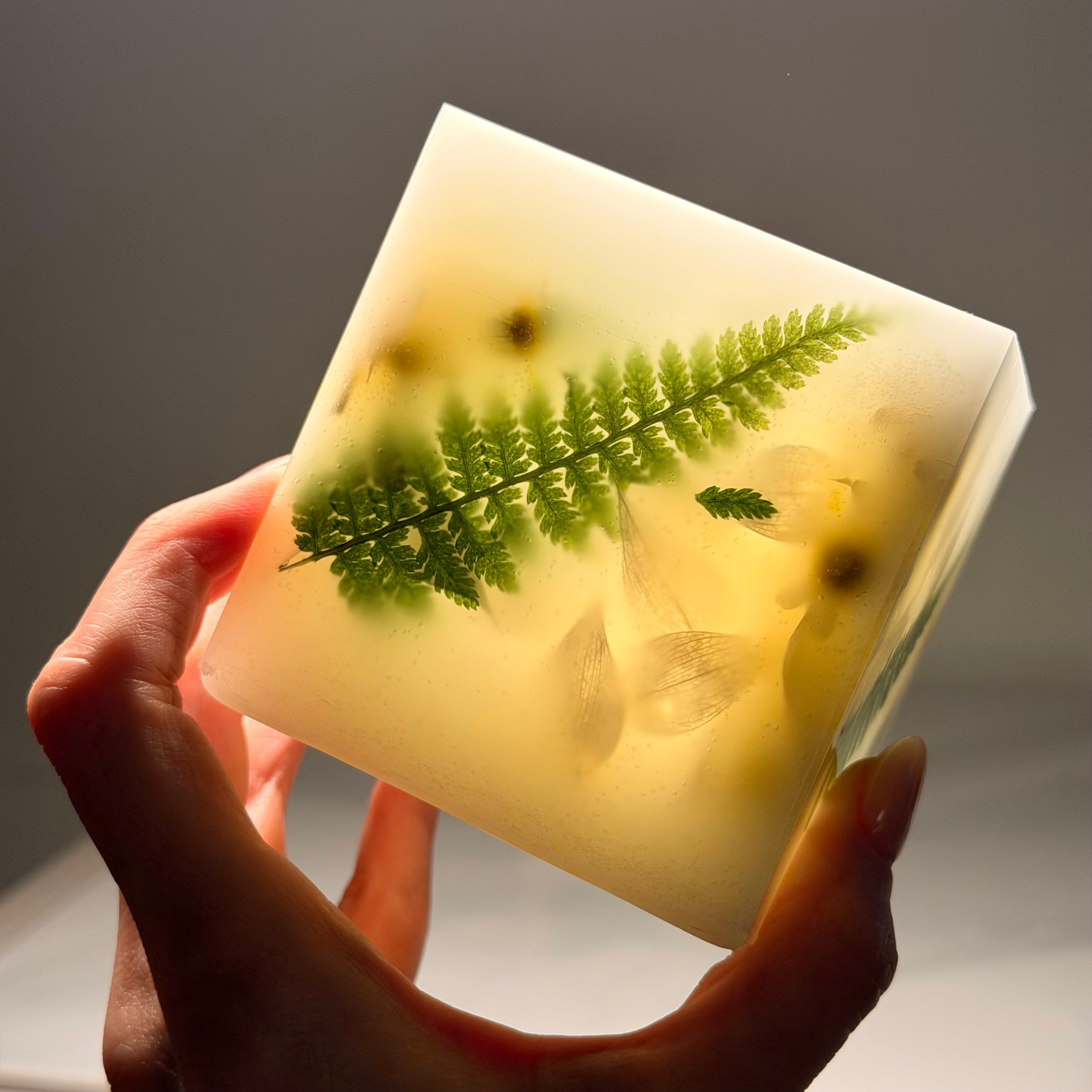 Botanical Art Cube Candle 3 inch