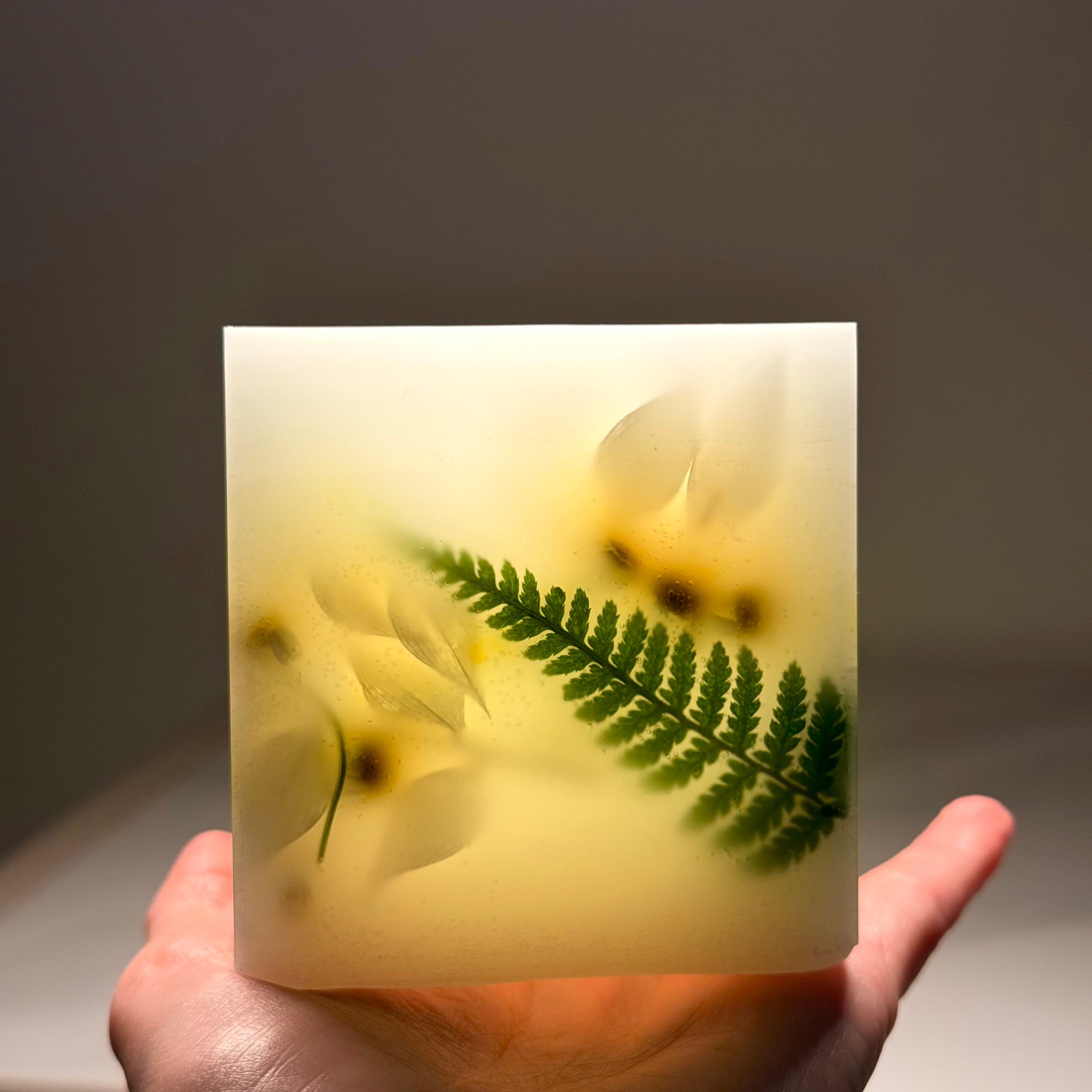 Botanical Art Cube Candle 3 inch
