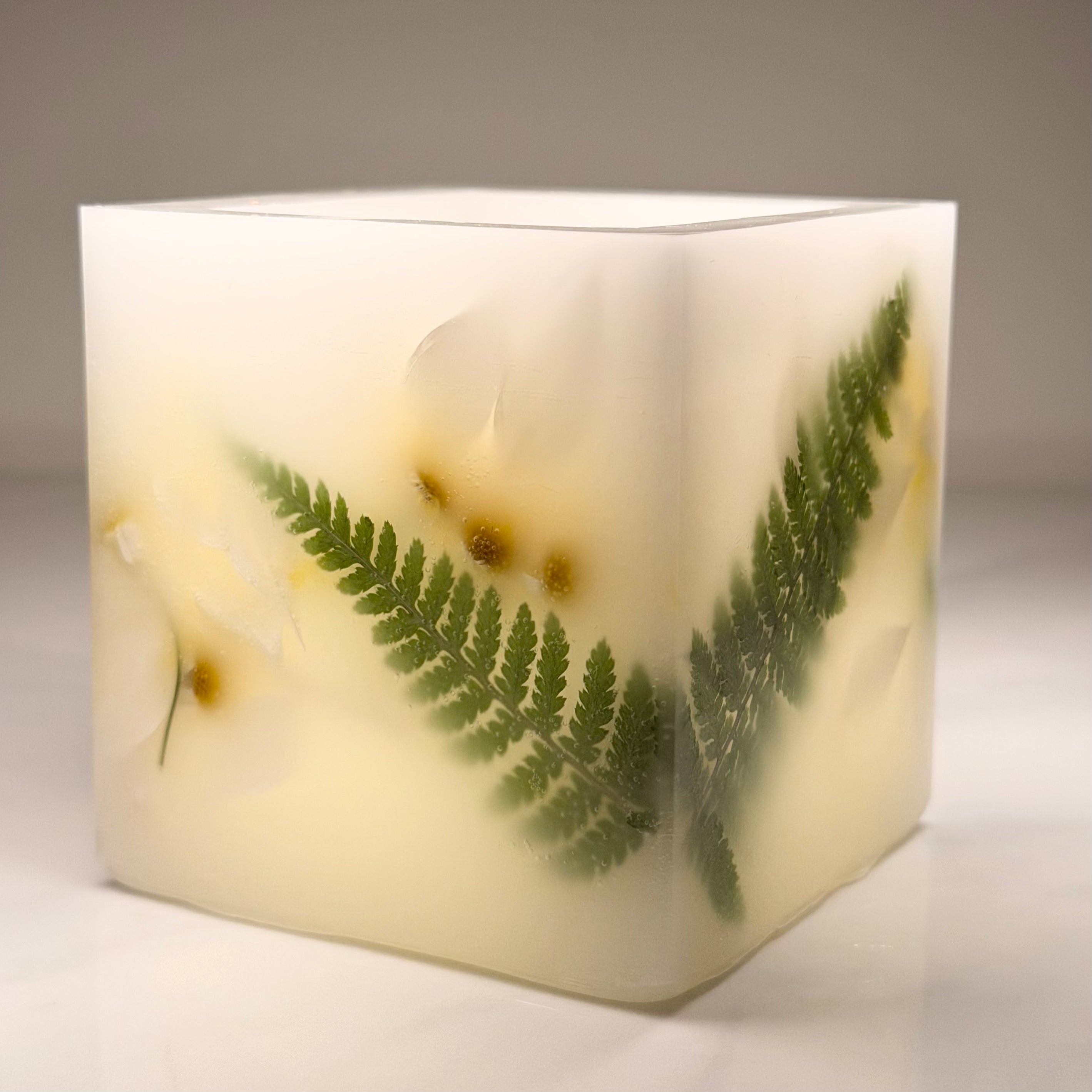 Botanical Art Cube Candle 3 inch
