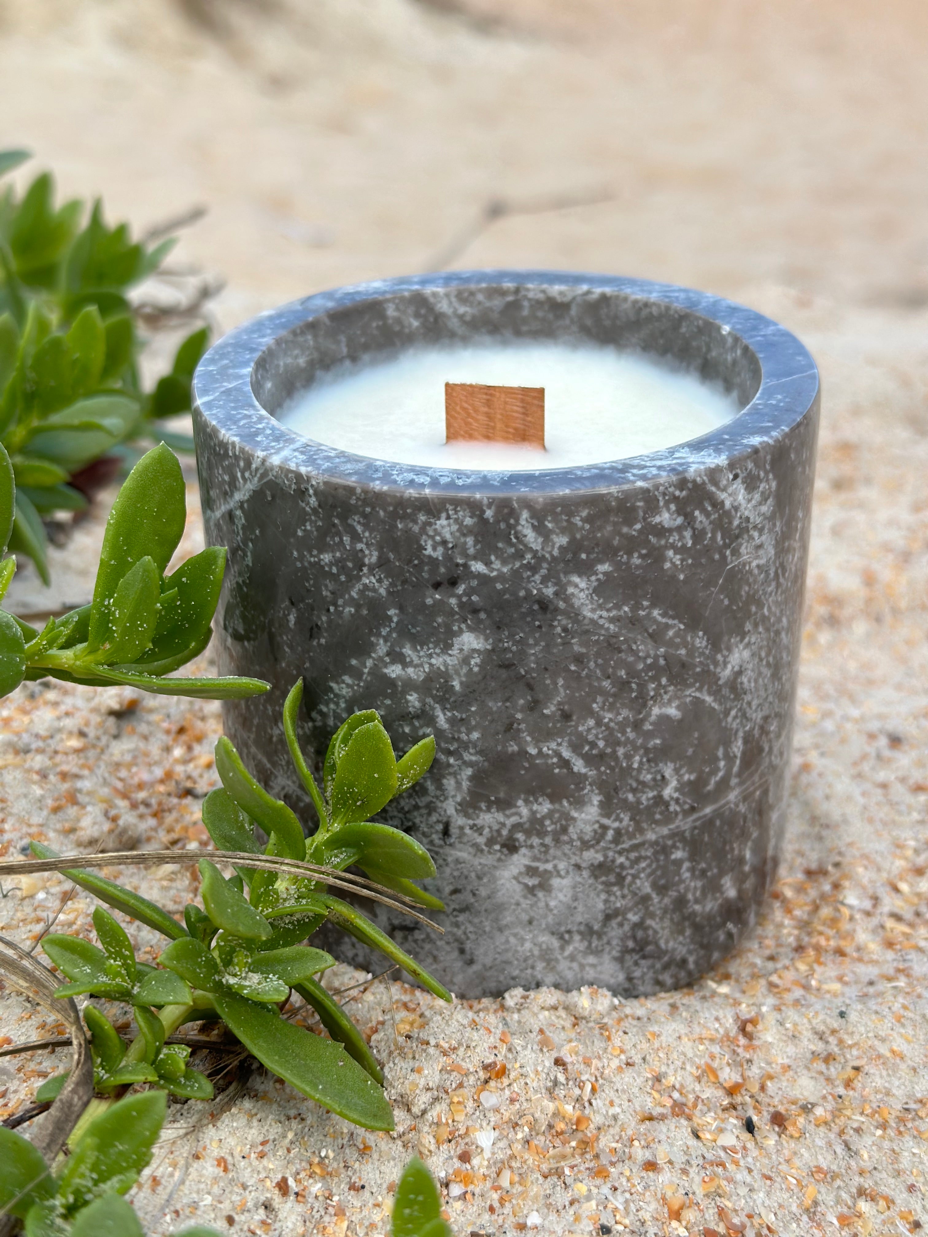 Gray Marble Aroma Candle 10 oz Handmade