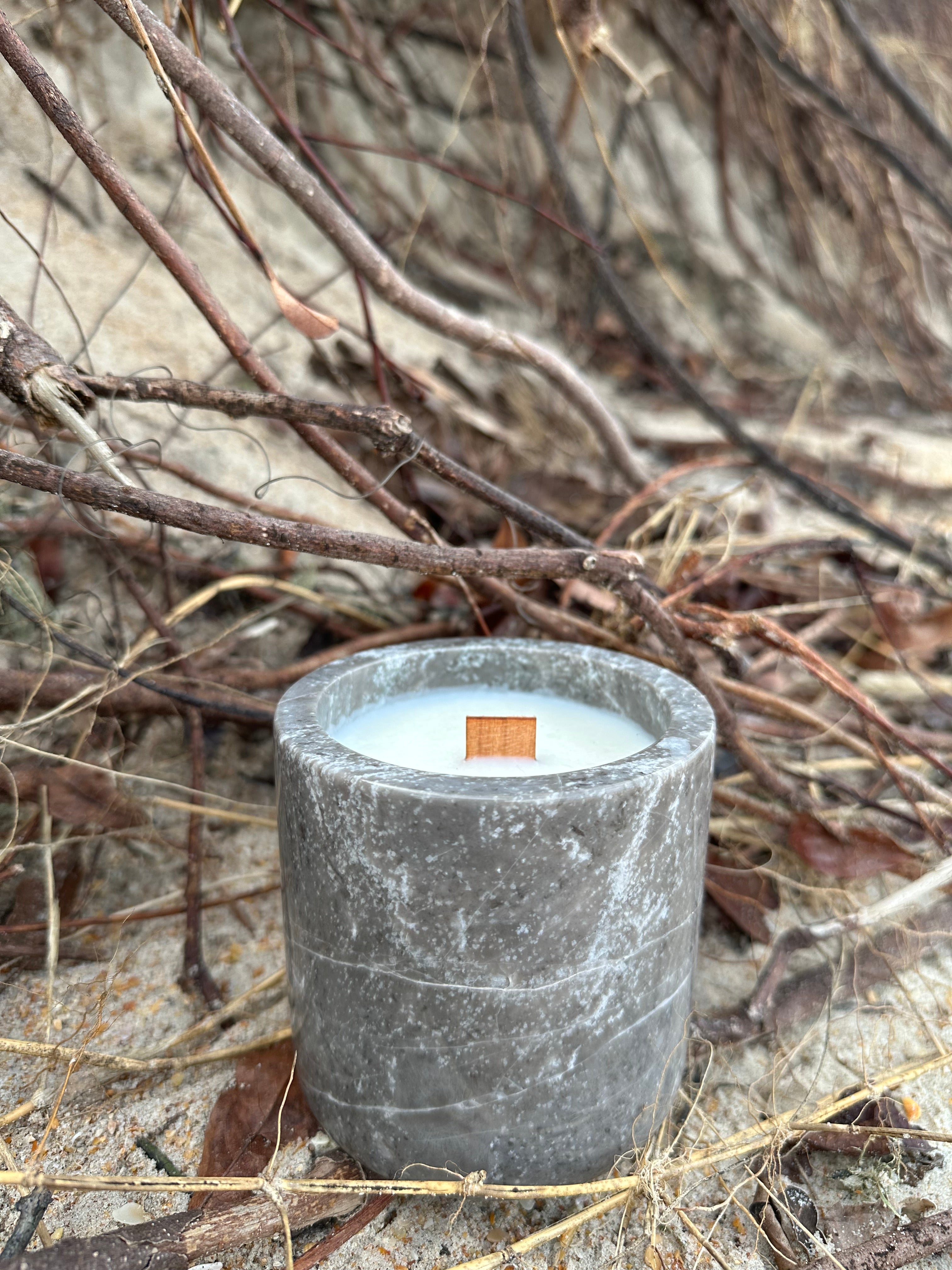 Gray Marble Aroma Candle 10 oz Handmade