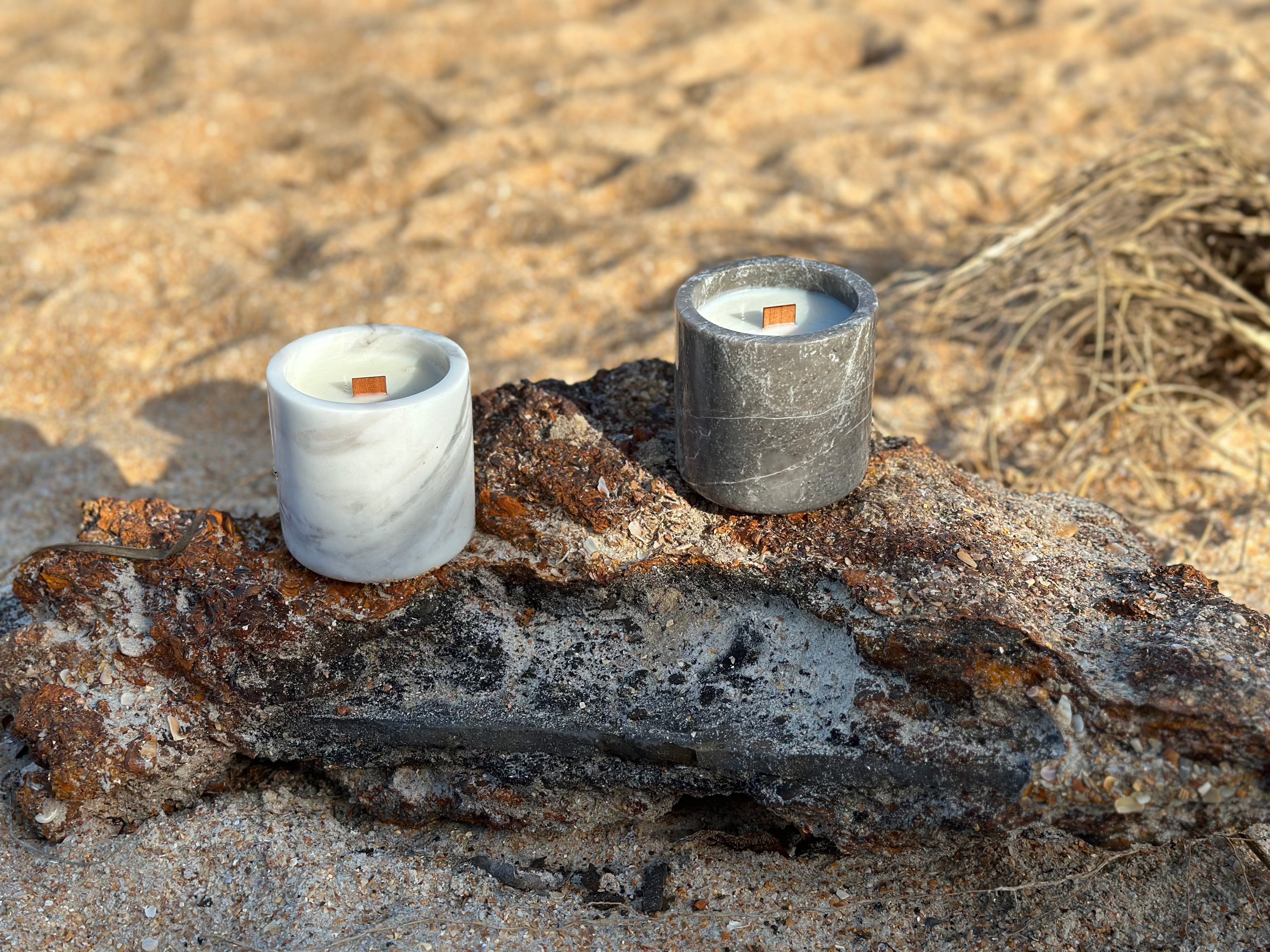 Gray Marble Aroma Candle 10 oz Handmade