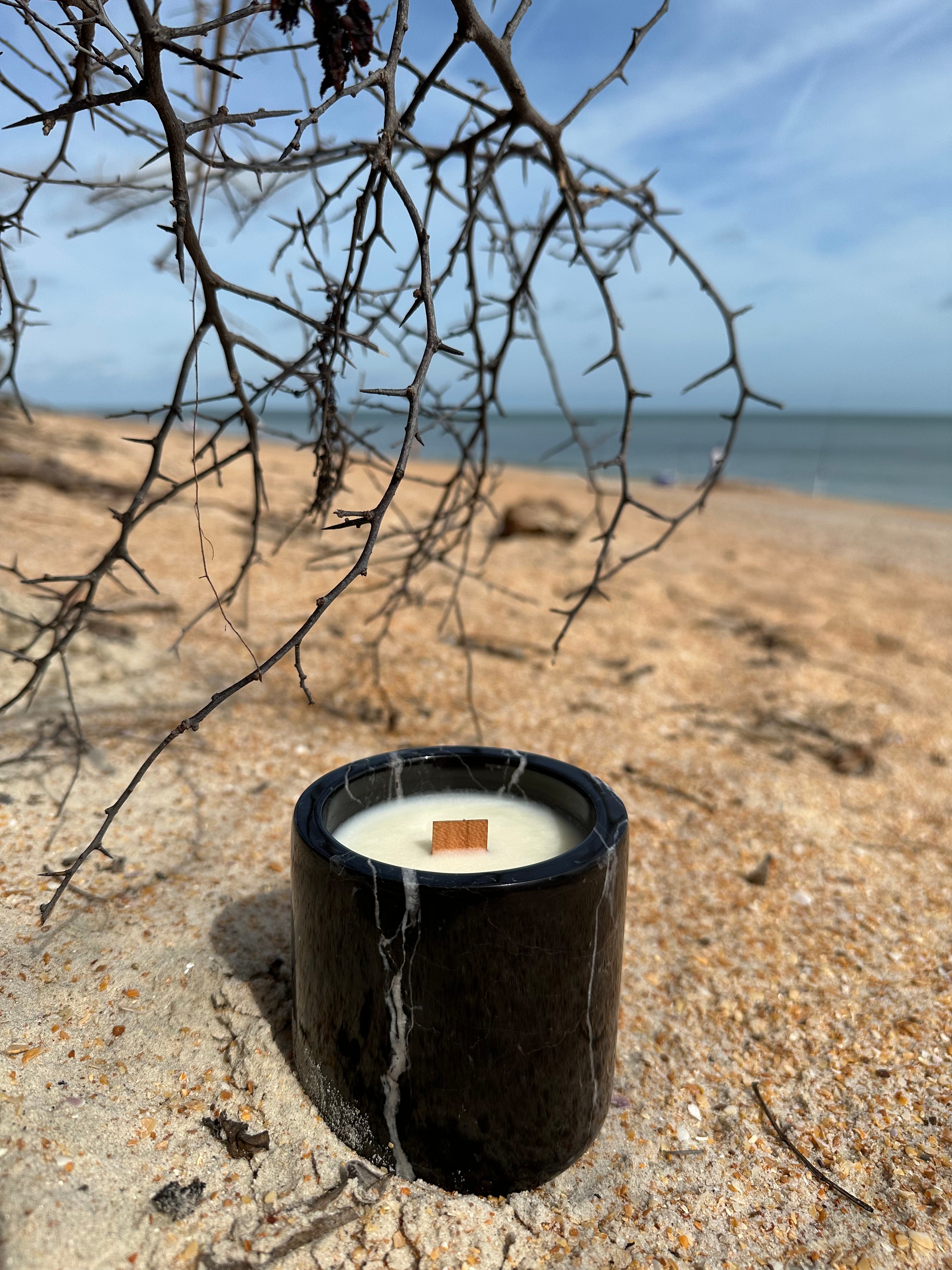 Black Marble Aroma Candle 10 oz Handmade