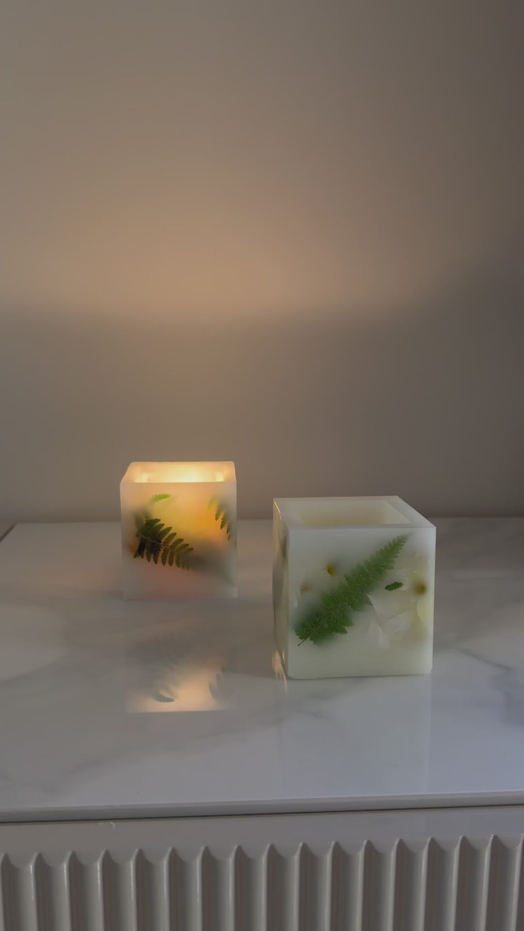 Botanical Art Cube Candle 3 inch